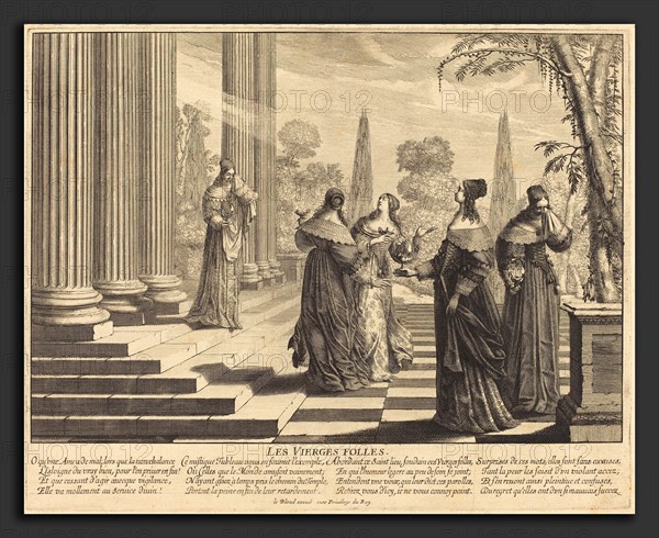Abraham Bosse (French, 1602 - 1676), The Foolish Virgins Approaching the Temple, etching on laid paper