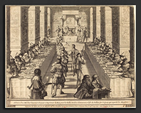 Abraham Bosse (French, 1602 - 1676), Banquet Given by the King to the New Knights, 1633, etching and engraving