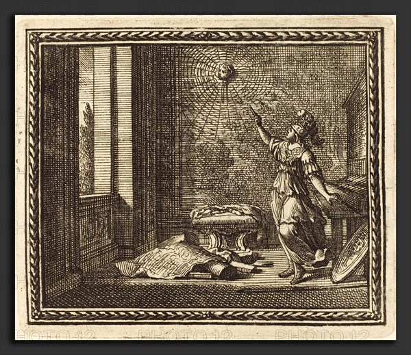 Jean Lepautre (French, 1618 - 1682), Minerva Changing Arachne into a Spider, published 1676, etching and engraving on laid paper