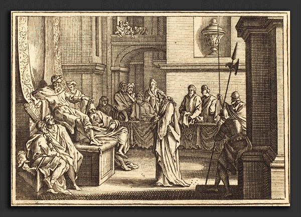 after Sébastien Le Clerc I, Christ before Herod, engraving