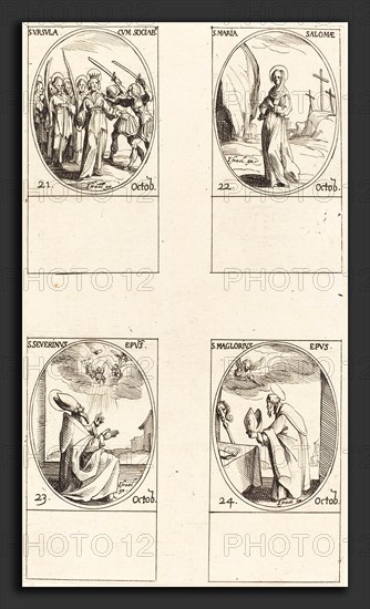 Jacques Callot (French, 1592 - 1635), St. Ursula and Companions; St. Mary Salome; St. Severinus; St. Maglorius, etching