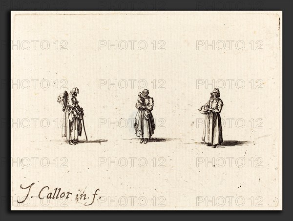 Jacques Callot (French, 1592 - 1635), Three Women, One Holding a Child, probably 1634, etching