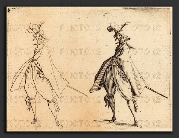 Jacques Callot (French, 1592 - 1635), Gentleman in Large Mantle, Front View, c. 1617, etching