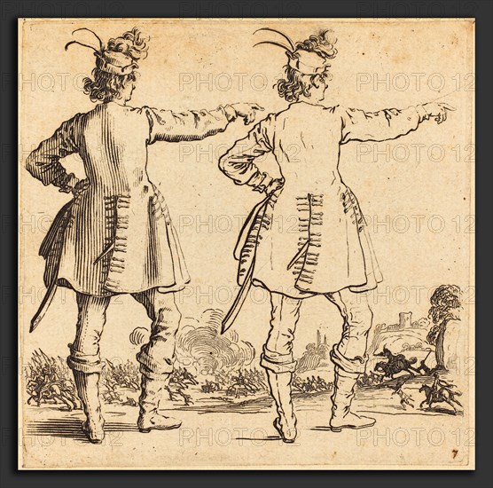 Jacques Callot (French, 1592 - 1635), Officer with Feathers in Cap, Seen from Behind, 1617 and 1621, etching