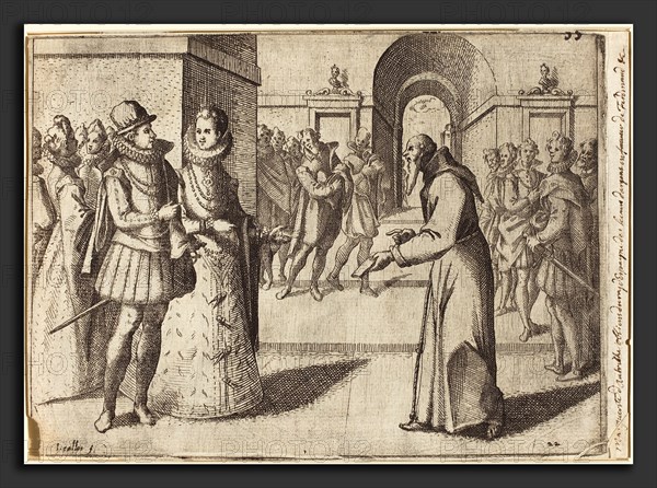 Jacques Callot (French, 1592 - 1635), A Capucin bringing the thanks of the King of Bavaria [recto], 1612, etching