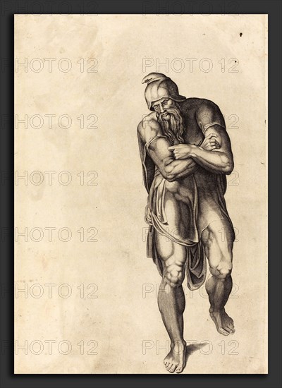 Nicolaus Beatrizet after Michelangelo (French, 1515 - 1565 or after), Striding Man, engraving with stipple
