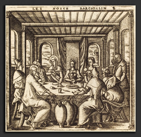 Léonard Gaultier (French, 1561 - 1641), The Wedding at Cana (Christ Changes Water to Wine), probably c. 1576-1580, engraving