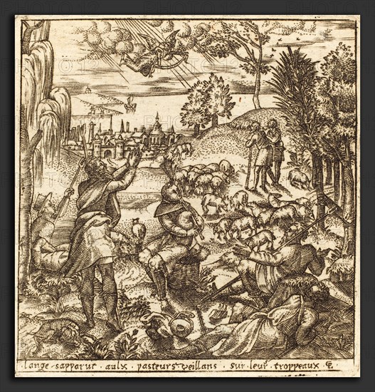 Léonard Gaultier (French, 1561 - 1641), The Annunciation to the Shepherds, probably c. 1576-1580, engraving