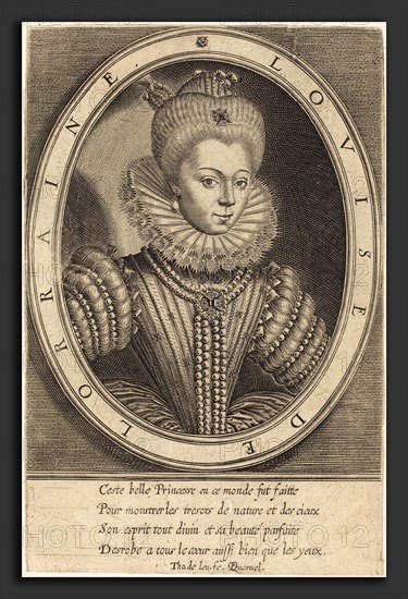 Thomas de Leu after FranÃ§ois Quesnel (French, c. 1560 - c. 1620), Louise de Lorraine, engraving on laid paper
