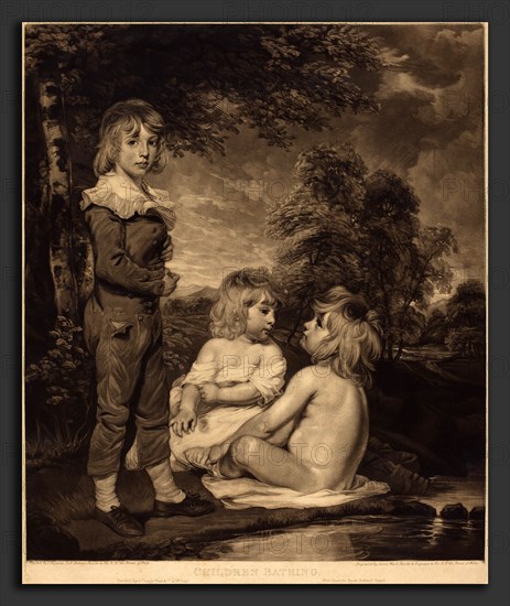 James Ward after John Hoppner (British, 1769 - 1859), Children Bathing (The Hoppner Children), 1804, mezzotint on laid paper