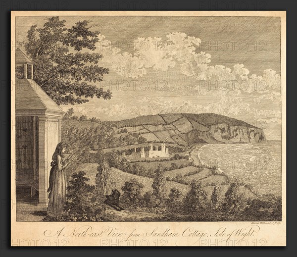 Harriet Wilkes (British, active 19th century), A North-East View from Sandham Cottage, Isle of Wight, etching