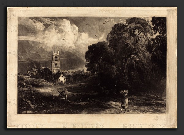 David Lucas after John Constable (British, 1802 - 1881), Stoke-by-Neyland, 1830, mezzotint on laid paper [proof]