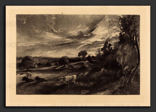 David Lucas after John Constable (British, 1802 - 1881), Summer Evening, in or after 1829, mezzotint [progress proof]