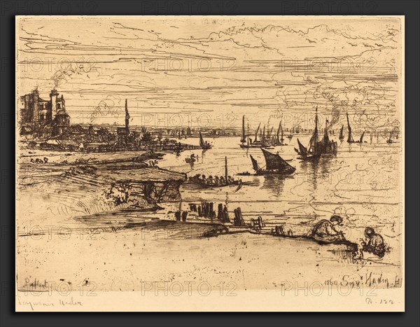 Francis Seymour Haden (British, 1818 - 1910), Opposite the Inn, Purfleet, in or after 1869, etching with drypoint in brown