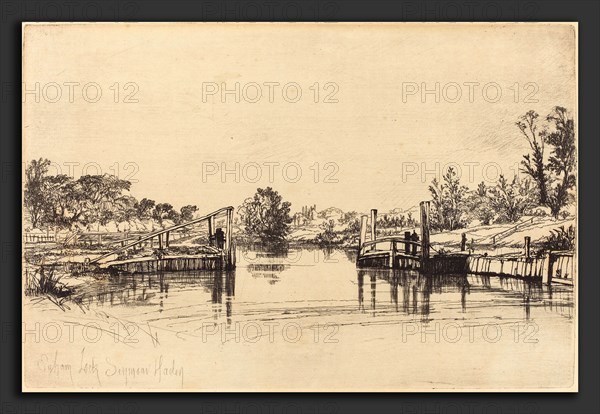 Francis Seymour Haden (British, 1818 - 1910), Eagham Lock, 1859, etching with drypoint on laid paper