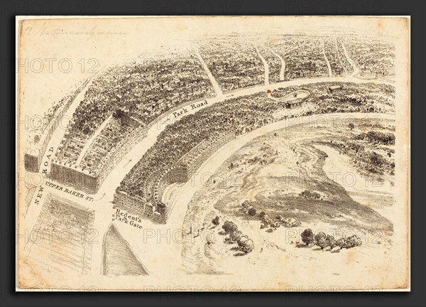 British 19th Century, Invitation? with Aerial View of Regent's Park, 1824, lithograph