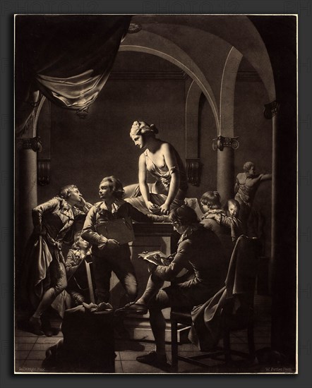 William Pether after Joseph Wright (British, probably 1731 - 1821), An Academy by Lamplight, 1772, mezzotint on laid paper