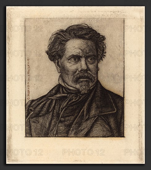 Charles Meryon (French, 1821 - 1868), Benjamin Fillon, 1862, etching printed in red and black on japan paper