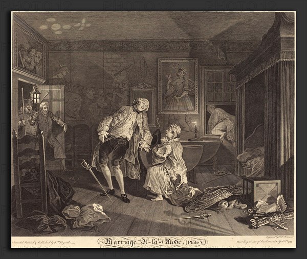Simon Francois Ravenet I after William Hogarth (French, 1706 - 1774), Marriage a la Mode: pl.5, 1745, etching and engraving