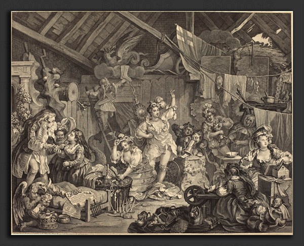 William Hogarth (English, 1697 - 1764), Strolling Actresses Dressing in a Barn, 1738, etching and engraving