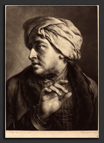 Thomas Frye (Irish, 1710 - 1762), A Man with a Turban and Striped Shirt, 1760, mezzotint with some engraving on laid paper