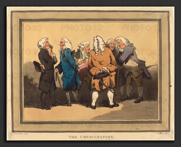 Thomas Rowlandson (British, 1756 - 1827), The Consultation, published 1785, hand-colored etching and aquatint