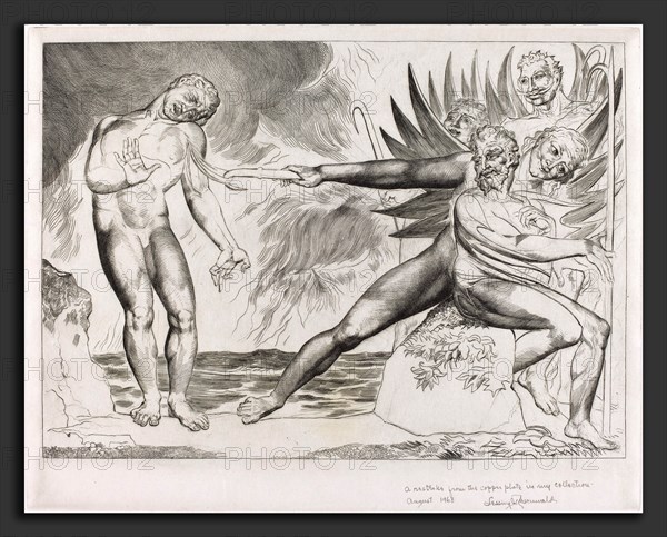 William Blake (British, 1757 - 1827), The Circle of the Corrupt Officials; the Devils Tormenting Ciampolo, 1827