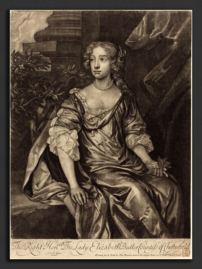 Alexander Browne after Sir Peter Lely (British, active late 17th century), The Right Honorable Lady Elizabeth Butler, Countess of Chesterfield, c. 1680, mezzotint on laid paper