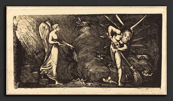 William Blake (British, 1757 - 1827), The Man Sweeping the Interpreter's Parlor, c. 1820-1822, relief etching and white-line engraving