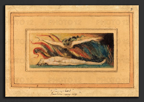 William Blake (British, 1757 - 1827), The Soul Hovering Over the Body [from Marriage of Heaven and Hell, " plate 14], c. 1796, relief etching, color-printed