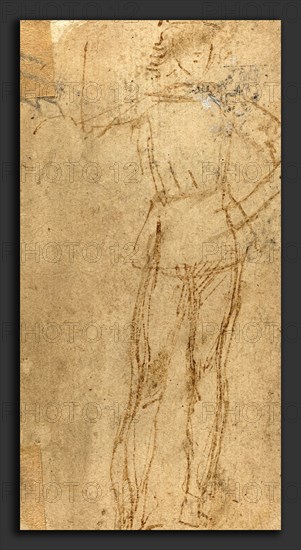 Attributed to Sperandio (Italian, c. 1425-1428  - c. 1504), Standing Young Man, pen and brown ink on laid paper