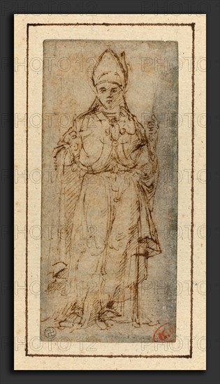 Giovanni Bellini (Italian, c. 1430-1435 - 1516), Saint Louis of Toulouse Holding a Book, c. 1465, pen and brown ink on laid paper