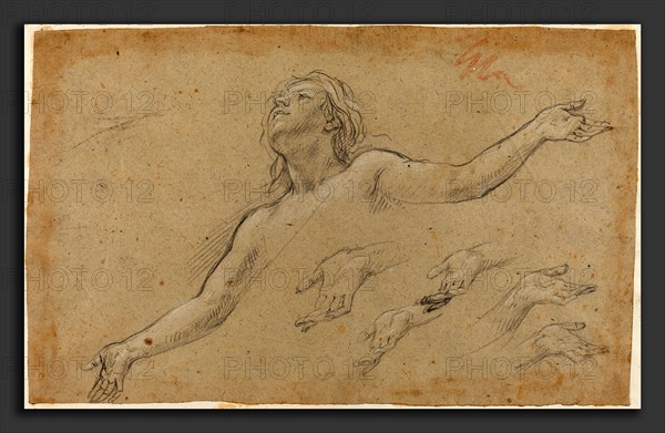 Baldassare Franceschini (Italian, 1611 - 1689), Ascension of the Magdalene, late 1650s, black chalk heightened with white on laid paper