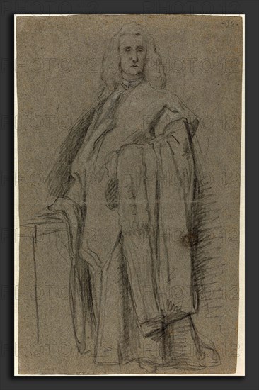 Alessandro Longhi or Pietro Longhi (Italian, 1702 - 1785), A Venetian Procurator of San Marco [recto], black chalk heightened with white on gray paper