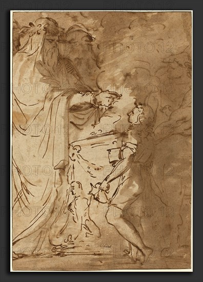 Giuseppe Cades (Italian, 1750 - 1799), Sacrifice [recto], pen and brown ink and brown wash on laid paper
