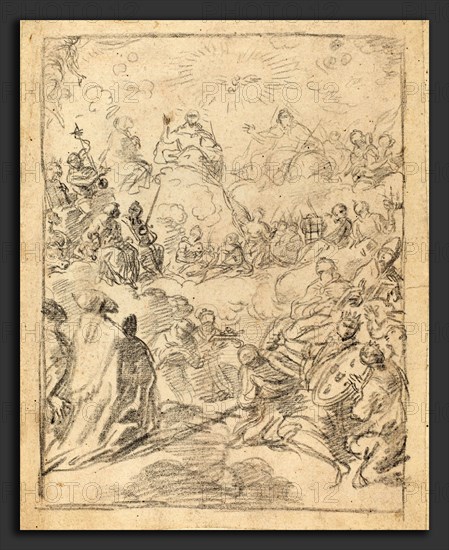 Francesco Solimena (Italian, 1657 - 1747), The Triumph of the Trinity (The Gloria), black chalk on laid paper