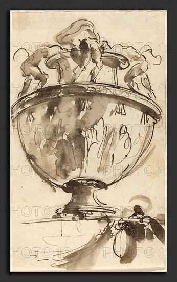 Giovanni Battista Piranesi (Italian, 1720 - 1778), A Fantastic Vase, 1745-1747, pen and black ink with gray wash over black chalk on laid paper
