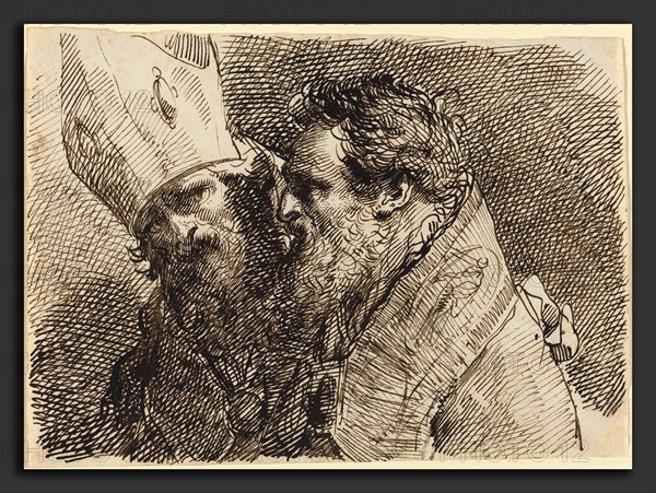 Gaetano Gandolfi (Italian, 1734 - 1802), Heads of Two Bishops, pen and brown ink on laid paper