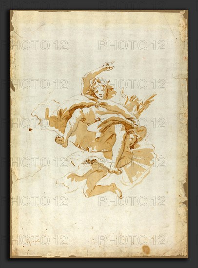 Follower of Giovanni Battista Tiepolo, Drawing for a Ceiling Fresco, pen and brown ink with brown wash