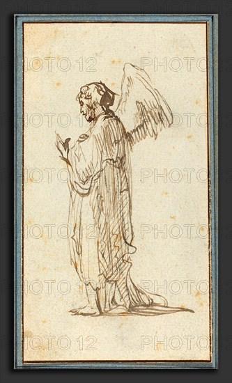Attributed to Rembrandt van Rijn (Dutch, 1606 - 1669), Angel Standing, pen and brown ink on laid paper