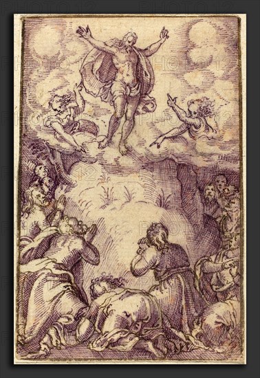 Virgil Solis (German, 1514 - 1562), The Transfiguration, pen and black and violet ink on laid paper