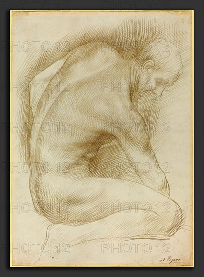 Alphonse Legros, Old Man, French, 1837 - 1911, metalpoint on bristol board