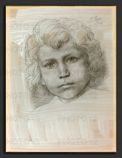 Alphonse Legros, Study of Cupid (Head of a Girl), French, 1837 - 1911, 1904, metalpoint on prepared paper
