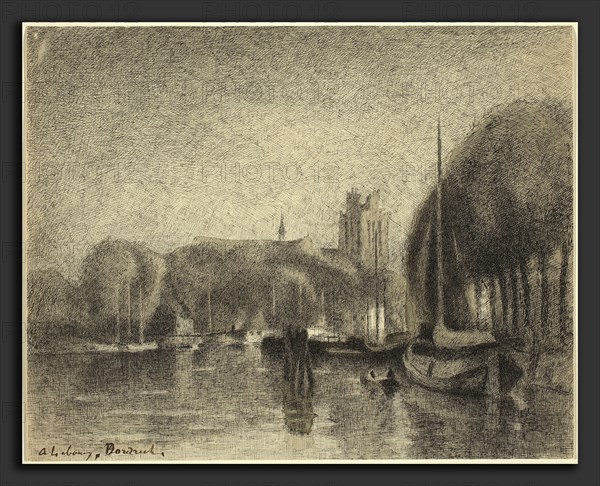 Albert Lebourg, Harbor in Dordrecht, French, 1849 - 1928, 1895-1897, pen and black ink with gray brown wash on wove paper