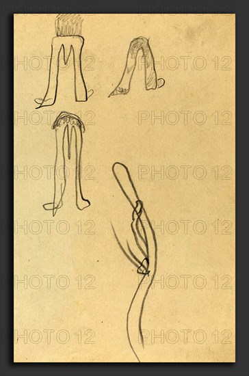 Paul Gauguin (French, 1848 - 1903), Four Fantastic Forms [recto], 1884-1888, graphite on wove paper