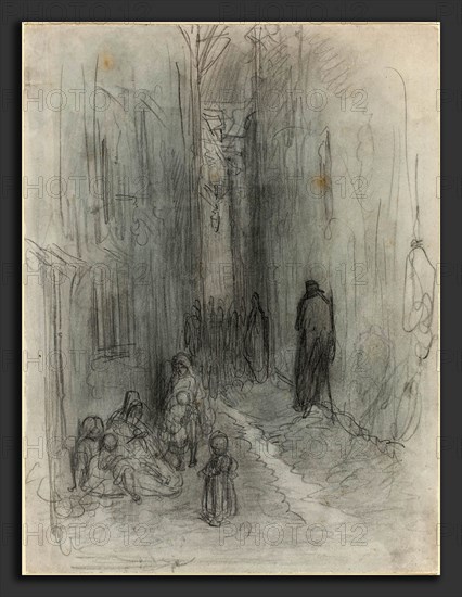 Gustave Doré (French, 1832 - 1883), A Backstreet in London, 1868, graphite with stumping on wove paper