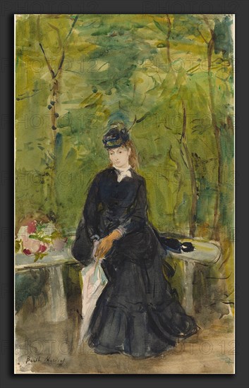 Berthe Morisot (French, 1841 - 1895), The Artist's Sister Edma Seated in a Park, 1864, watercolor