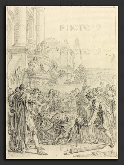 Hubert FranÃ§ois Gravelot (French, 1699 - 1773), Du plus grand des Romains voilÃ  ce qui vous reste, graphite on laid paper
