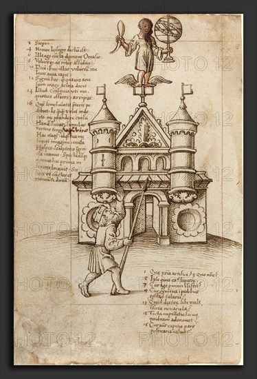 French early 16th century, The Statue of Opportunity and the Passer-by, c. 1512-1515, pen and brown ink with watercolor on laid paper