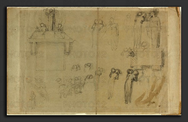 John Flaxman (British, 1755 - 1826), Sheet of Studies [recto and verso], graphite
